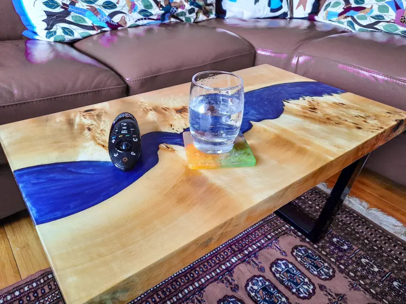 Blue river table in poplar, photo 2 of 10, as taken