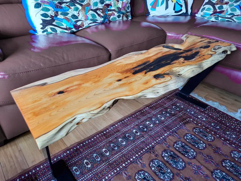 Yew live-edge coffee table, photo 3 of 10, as taken