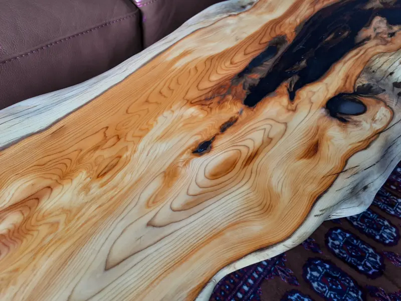 Yew live-edge coffee table, photo 6 of 10, as taken