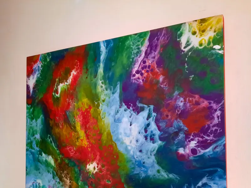 Large colourful resin painting, photo 9 of 9, as taken