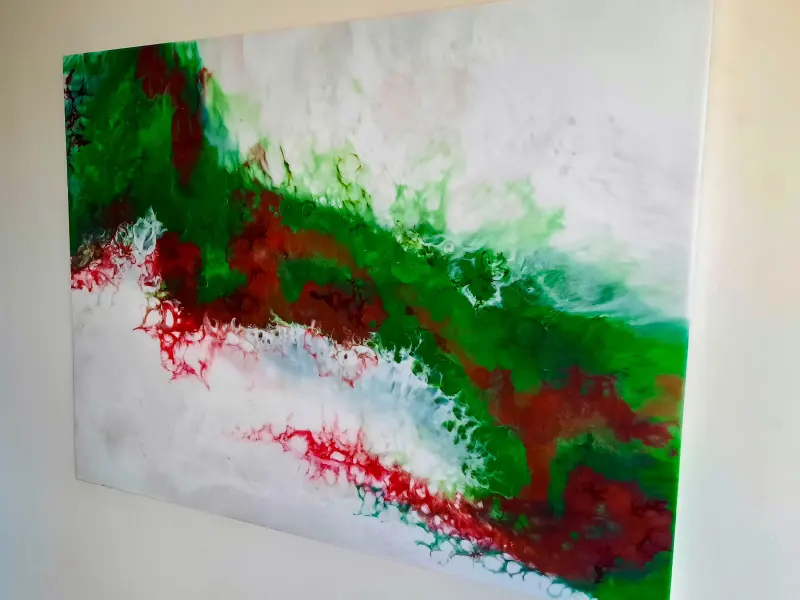 Emerald green and red resin wall art, photo 3 of 10, as taken