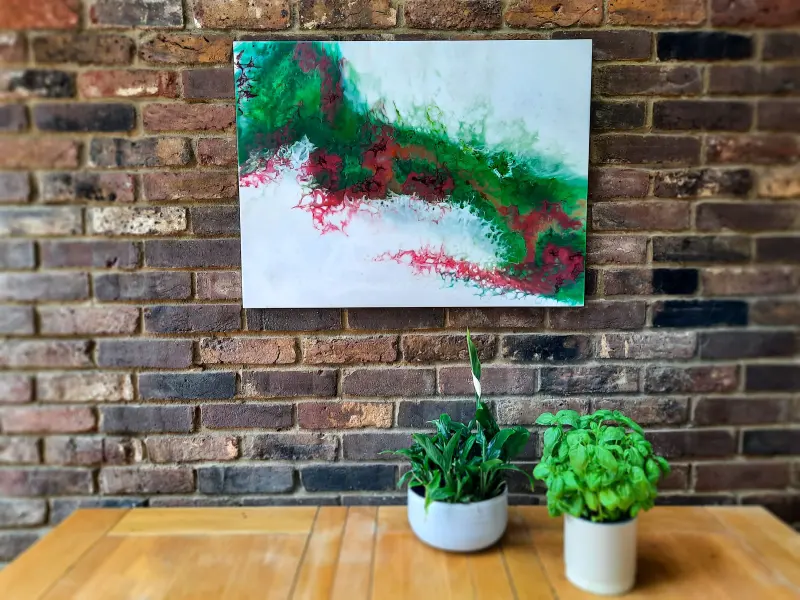 Emerald green and red resin wall art, photo 5 of 10, as taken