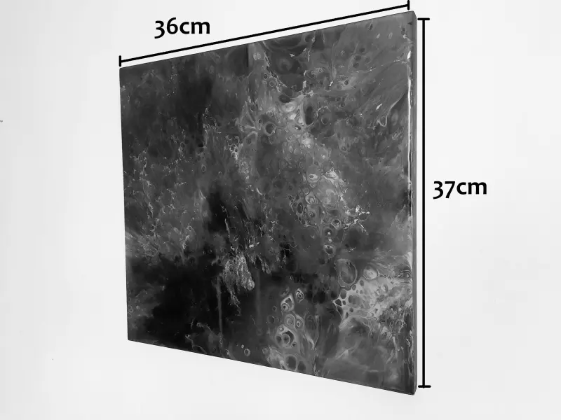 Dark blue and black resin painting, photo 4 of 8, as taken