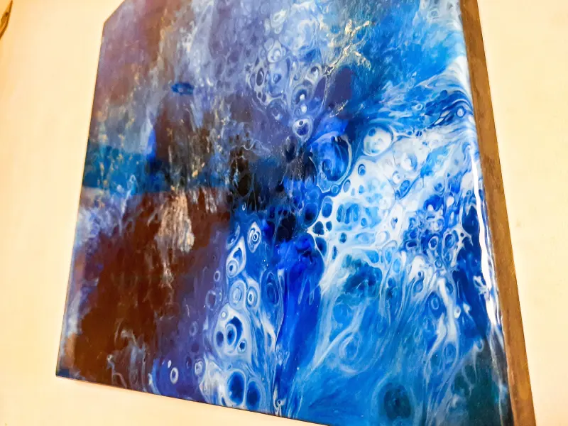 Dark blue and black resin painting, photo 8 of 8, as taken