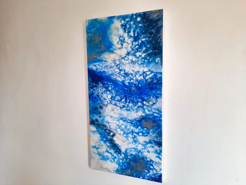 Blue and white resin painting, photo 3 of 10, as taken