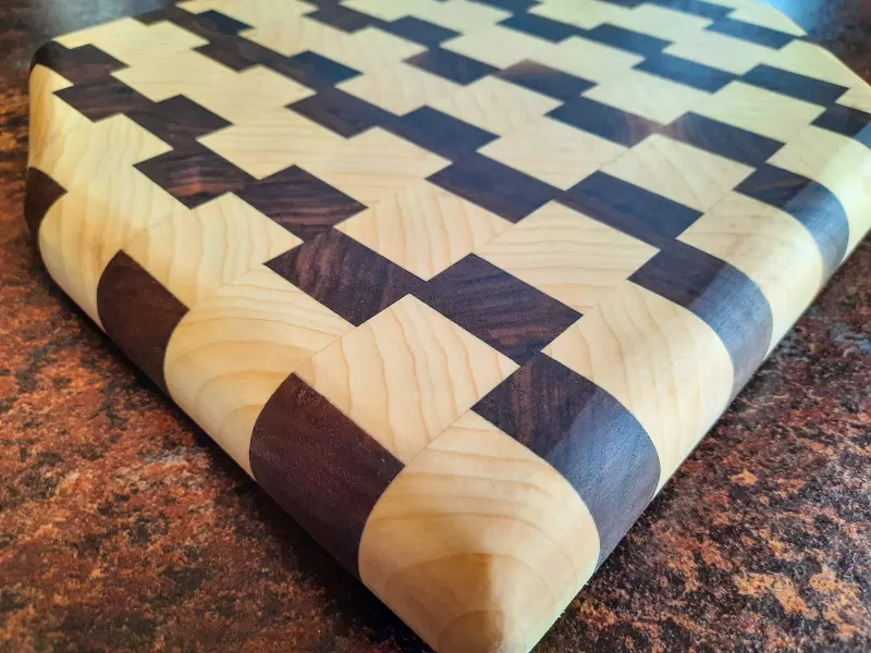 End-grain walnut and horse chestnut board, photo 2 of 8, as taken