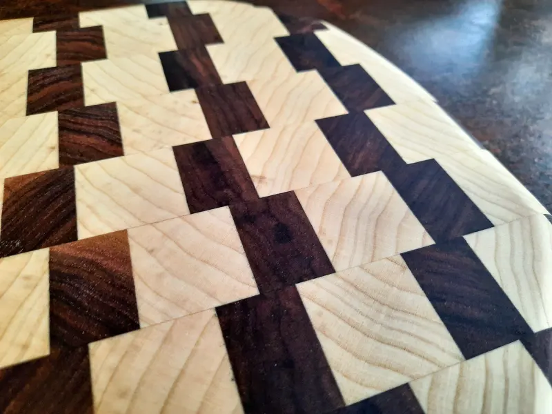 End-grain walnut and horse chestnut board, photo 3 of 8, as taken