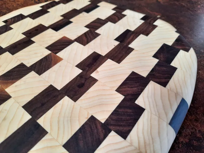End-grain walnut and horse chestnut board, photo 5 of 8, as taken