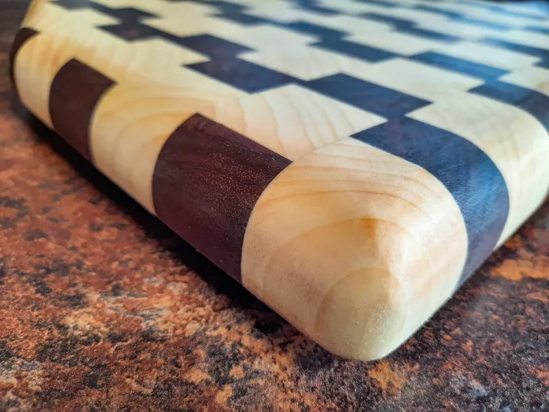 End-grain walnut and horse chestnut board, photo 8 of 8, as taken