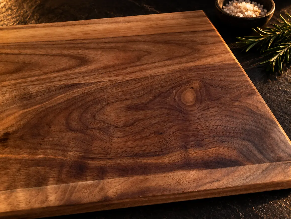 Black walnut butcher's block: Black walnut, bevelled edge. Sold