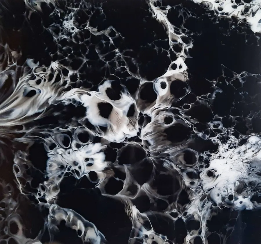 Black and white resin painting: Black and white, with a black border. Sold
